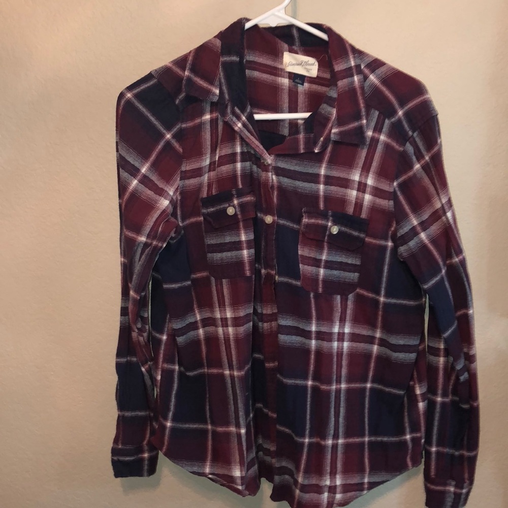 Maroon and blue plaid long sleeve